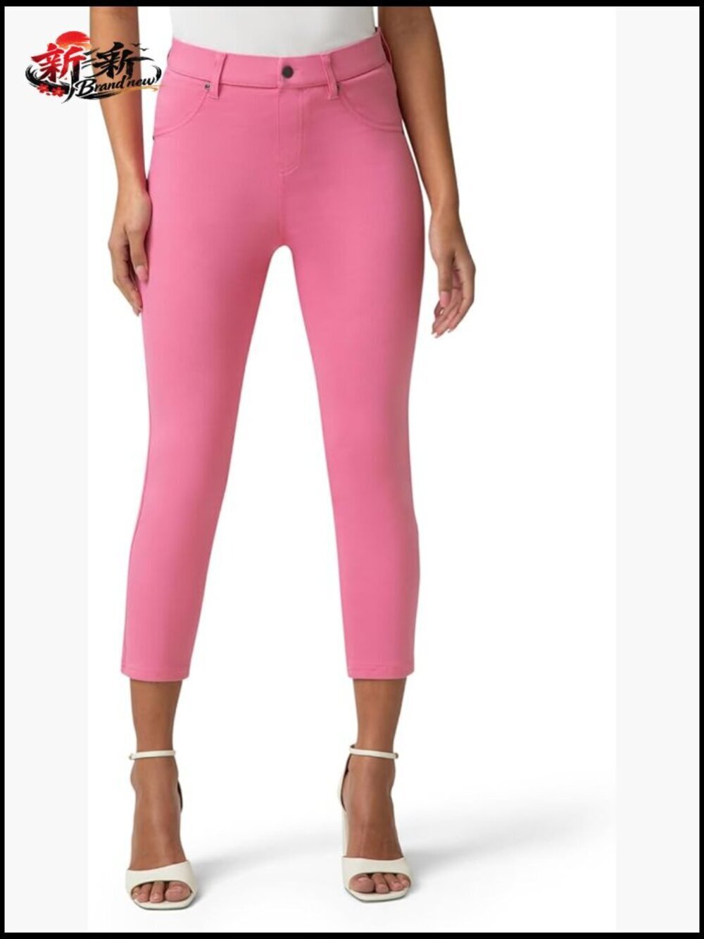 Ultra Soft High Waist Denim Capri Leggings with Pockets